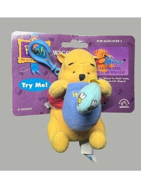 Vintage Disney Winnie The Pooh Wigglin Plush With Bees Clip-On Toy New In Packag
